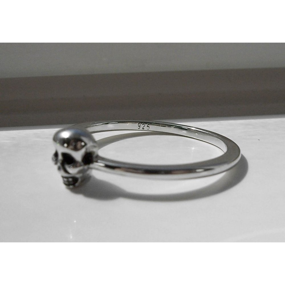 925 STERLING SILVER Dainty Phantom Skull Ring Goth Punk - Picture 9 of 14